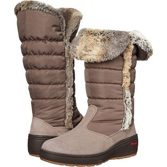 New PAJAR SIRA Tall Flat WOMEN Snow BOOT ICE GRIPPER Taupe 41 Us 9 9.5 Insulated - Picture 1 of 7
